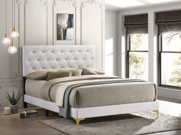 Kendall Upholstered California King Panel Bed White / CS-224401KW