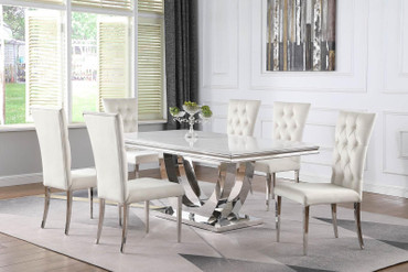 Kerwin 5-piece Rectangular Dining Table Set White and Chrome / CS-111101-S5W