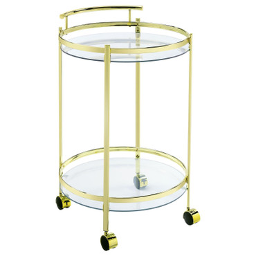 Chrissy 2-tier Round Glass Bar Cart Brass / CS-181366