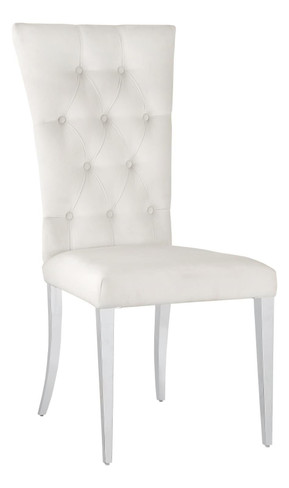 Kerwin Tufted Upholstered Side Chair (Set of 2) White and Chrome / CS-111102