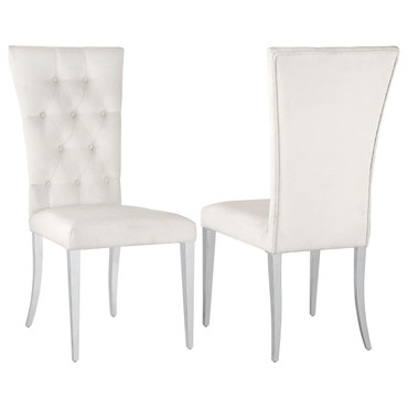 Kerwin Velvet Upholstered Dining Side Chair White (Set of 2) / CS-111102