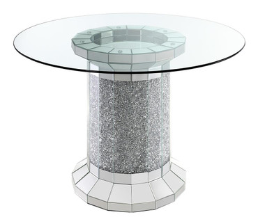 Ellie Pedestal Round Glass Top Counter Height Table Mirror / CS-115558