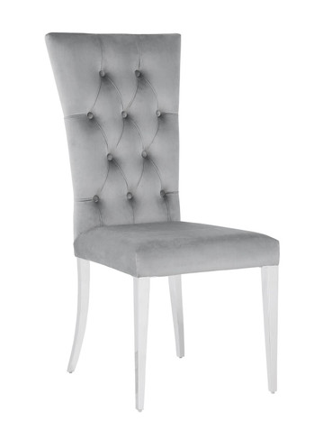 Kerwin Tufted Upholstered Side Chair (Set of 2) Grey and Chrome / CS-111103