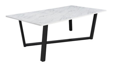 Mayer Rectangular 87-inch Faux Marble Dining Table White / CS-193781