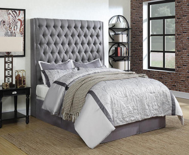 Camille Tall Tufted Eastern King Headboard Grey / CS-300621KEB1