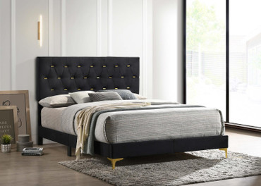 Kendall Upholstered Eastern King Panel Bed Black / CS-224451KE