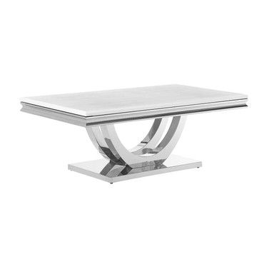 Kerwin U-base Rectangle Coffee Table White and Chrome / CS-708538