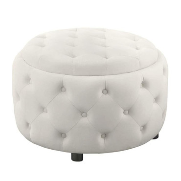 Angelina Tufted Storage Round Ottoman Pearl / CS-915407