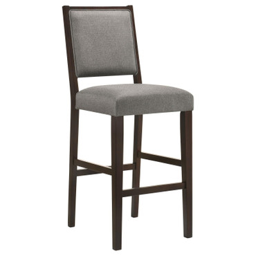 Bedford Upholstered Open Back Bar Stools with Footrest (Set of 2) Grey and Espresso / CS-183472