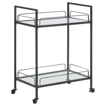 Curltis Serving Cart with Glass Shelves Clear and Black / CS-181065