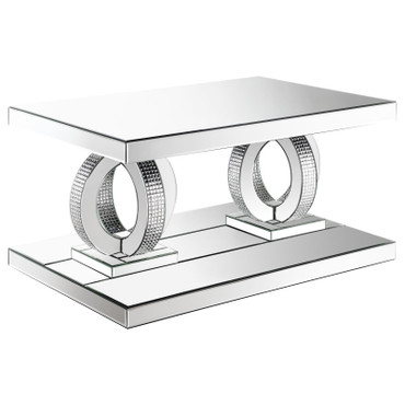 Breena Rectangular Mirrored Acrylic Coffee Table Silver / CS-753278