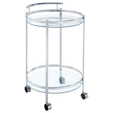 Chrissy 2-tier Round Glass Bar Cart Chrome / CS-181367