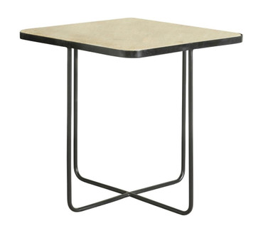 Elyna Square Accent Table Travertine and Black / CS-935855