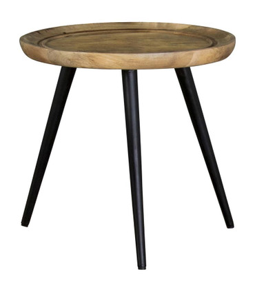 Zoe Round End Table with Trio Legs Natural and Black / CS-736107