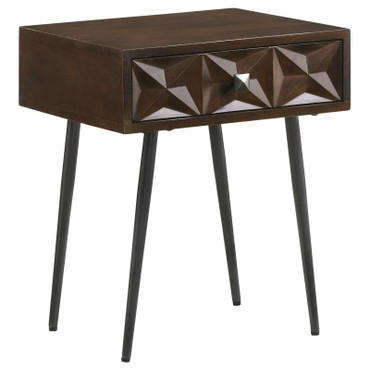 Ezra 1-drawer Rectangular Accent Side Table Coffee Brown / CS-959539