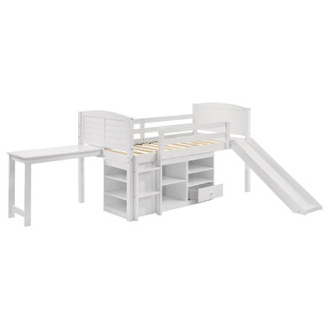 Millie Twin Workstation Loft Bed White / CS-400330T