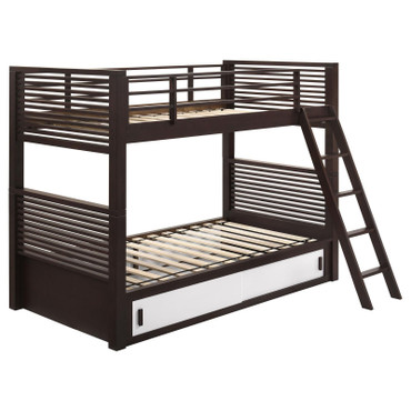 Oliver Wood Twin Over Twin Bunk Bed Java / CS-400736T