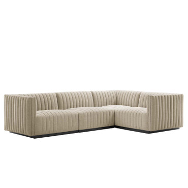 Conjure Channel Tufted Upholstered Fabric 4-Piece L-Shaped Sectional / EEI-5792