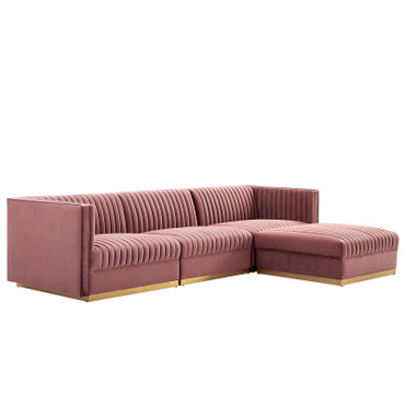 Sanguine Channel Tufted Performance Velvet 4-Piece Modular Sectional Sofa / EEI-5826