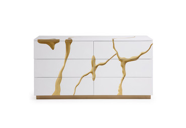 Modrest Aspen Modern Wide White and Gold Dresser / VGVC-J1801-D-L-B-W
