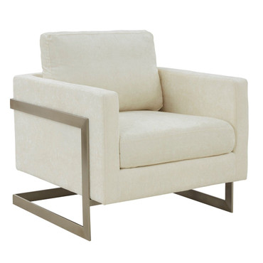 Modrest Prince - Contemporary Off White Fabric and Silver Accent Chair / VGRH-RHS-AC-255-SW
