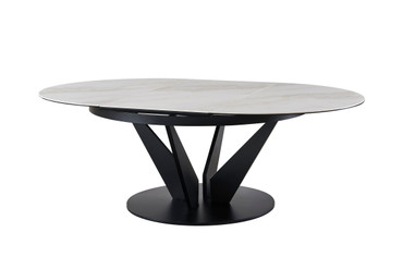 Modrest Alberta - Modern Black and White Ceramic Extendable 59"/86.5" Oval Dining Table / VGYF-DT8951-BLK-DT
