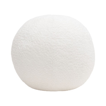 Single 14" Round Accent Pillow Ball in White Faux Shearling / PILLOWBALLWH-LARGE