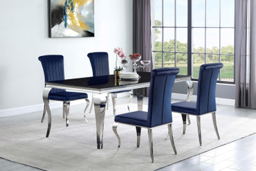 Carone 5-piece 81" Rectangular Dining Set Ink Blue and Chrome / CS-115071-S5B