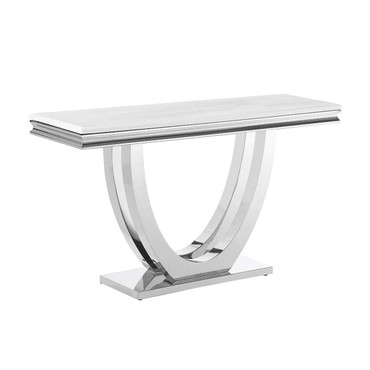 Kerwin U-base Rectangle Sofa Table White and Chrome / CS-708539