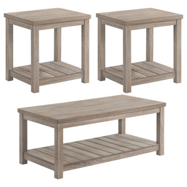Colter 3-piece Occasional Set with Open Shelves Greige / CS-736136