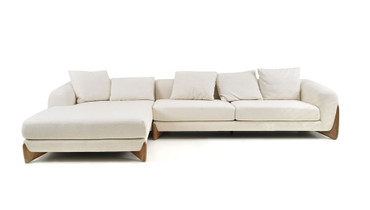 Modrest Fleury - Contemporary Cream Fabric and Walnut LAF Sectional Sofa / VGCS-21073-S-CW-LAF