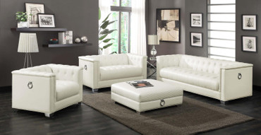 Chaviano 4-piece Upholstered Tufted Sofa Set Pearl White / CS-505391-S4