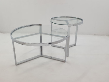 Delia 2-Piece Round Glass Top Nesting Coffee Table Chrome / CS-708400