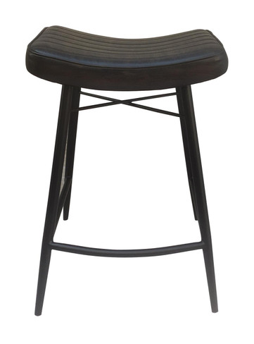 Bayu Leather Upholstered Saddle Seat Backless Counter Height Stool Antique Espresso and Black (Set of 2) / CS-109258