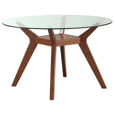 Paxton 48" Round Glass Top Dining Table Clear and Nutmeg / CS-122180BG