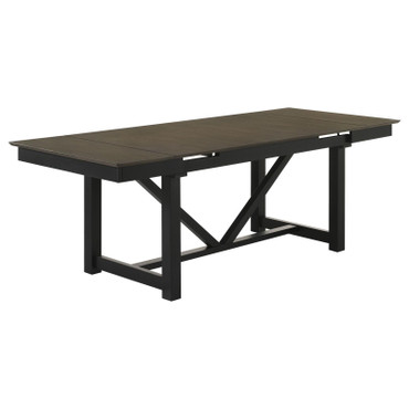 Malia Rectangular Dining Table with Refractory Extension Leaf Black / CS-122341