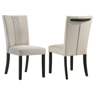 Malia Upholstered Solid Back Dining Side Chair Beige and Black (Set of 2) / CS-122342