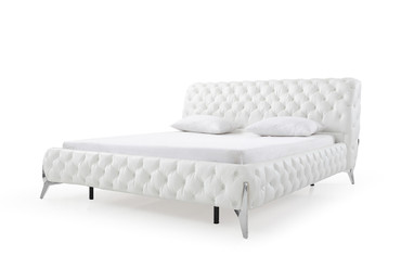 Eastern King Modrest Legend Modern White Bonded Leather Bed / VGVCBD8111-WHT-EK