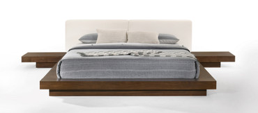 Modrest Tokyo - Queen Contemporary Walnut and White Platform Bed / VGMABR-90-WAL-WHT-Q