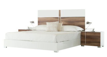 Nova Domus Giovanna Italian Mid-Century White and Cherry Q Bed / VGACGIOVANNA-BED-queen