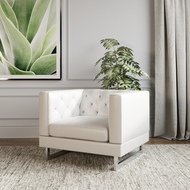 Divani Casa Windsor Modern Off-White Leatherette Chair / VGMB1169-CHR
