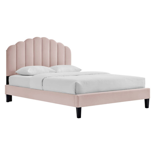 Daisy Performance Velvet Queen Platform Bed / MOD-6287
