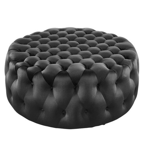 Amour Tufted Button Large Round Performance Velvet Ottoman / EEI-5469