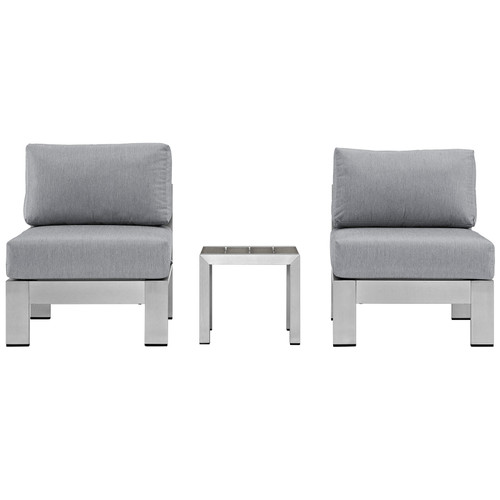 Shore 3 Piece Outdoor Patio Aluminum Sectional Sofa Set / EEI-2598