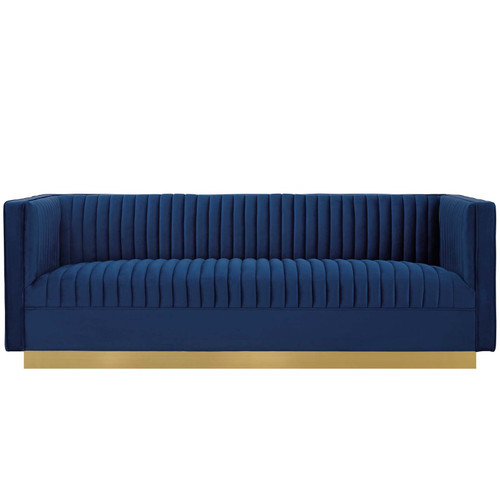 Sanguine Vertical Channel Tufted Performance Velvet Sofa / EEI-3405