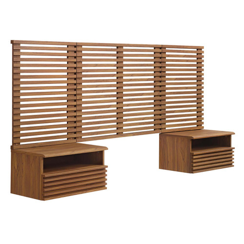Render Wall Mount Twin Headboard and Modern Nightstands / MOD-7115