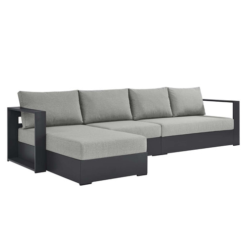 Tahoe 3-Piece Outdoor Patio Powder-Coated Aluminum Left-Facing Chaise Sectional Sofa Set / EEI-6672