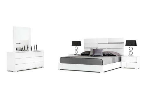 Eastern King Modrest Ancona Italian Modern White Bedroom Set / VGACANCONA-SET-WHT-EK