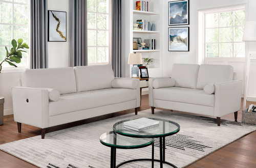 HORGEN Sofa + Loveseat, Off-White / CM6452WH-2PC