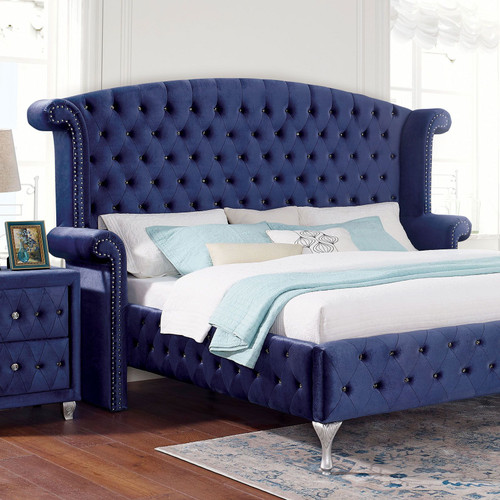 ALZIR Queen Bed, Blue / CM7150BL-Q-BED